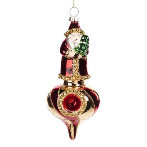 Santa in Vetro su Cipolla 15,5CM - Eleganza Natalizia Unica