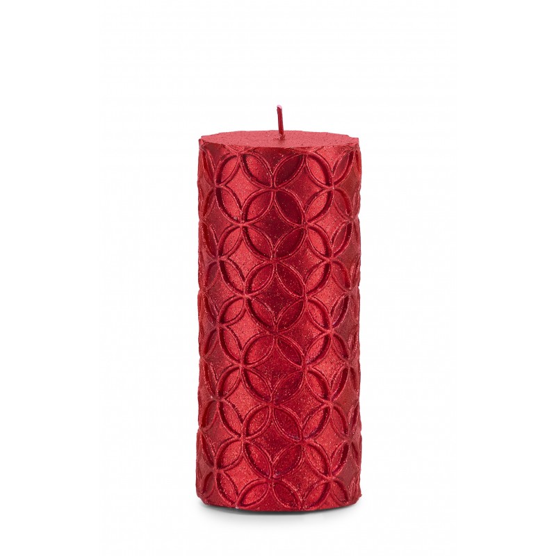 Candela cilindrica Fade Nora Red rossa 7 x 15 cm