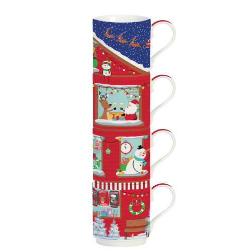 Set 4 tazze impilabili 275 ml Christmas Neighbours