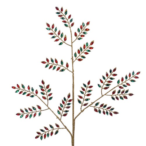 JEWEL LEAF STEM RD/GRN/GLD 76CM