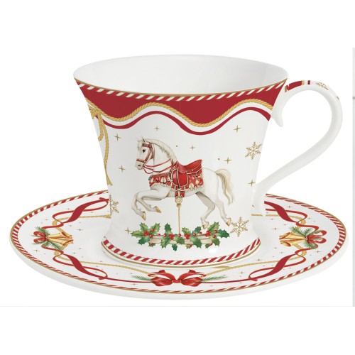 Tazza c/piatt.200 ml in porcellana in color box CHRISTMAS TALE