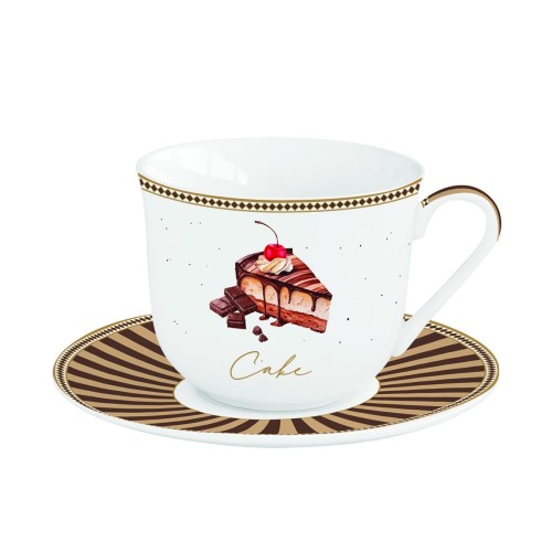Tazza colazione c/piattino in porc.370 ml.in c.b. SWEET MOMENTS
