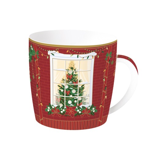 Tazza porcellana 350 ml in scatola di latta FESTIVE AVENUE - RED