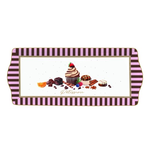 Vassoio 35x15 cm in porc.in c.b. SWEET MOMENTS