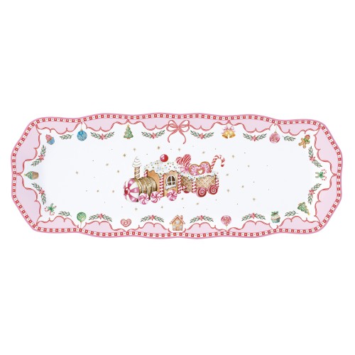 Vassoio 37x14 cm in porc.in c.b. SWEET CHRISTMAS