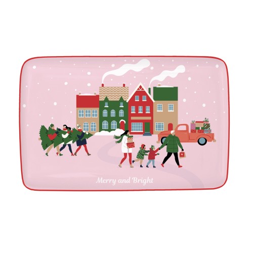 Vassoio in porc.22x14 cm in color box CHRISTMAS TWIST