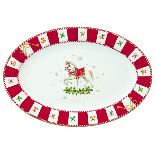 Vassoio ovale 35x23,5 cm in porc.in color box CHRISTMAS TALE