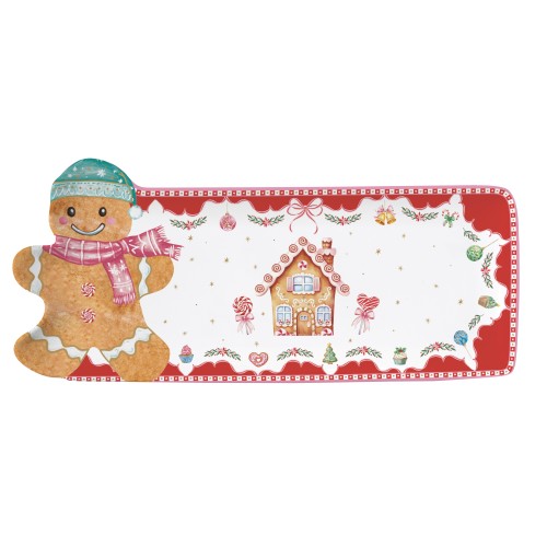 Vassoio sagomato 36x16 cm in porc.in c.b. SWEET CHRISTMAS