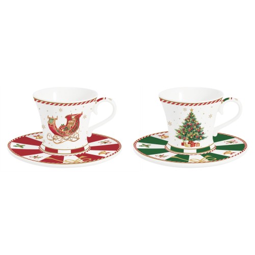 Set 2 tazzine caffè c/piatt.80 ml in porcellana CHRISTMAS TALE