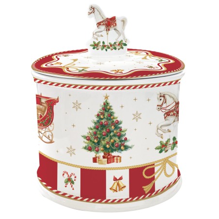 Biscottiera Ø 14 cm h 16,5 cm in porc.in c.b. CHRISTMAS TALE