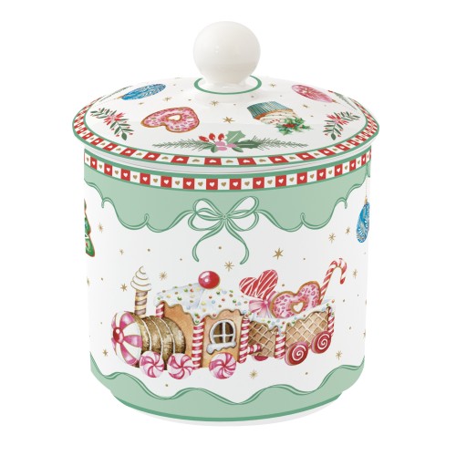 Barattolo Sweet Christmas in porcellana 10,5 x 13 cm