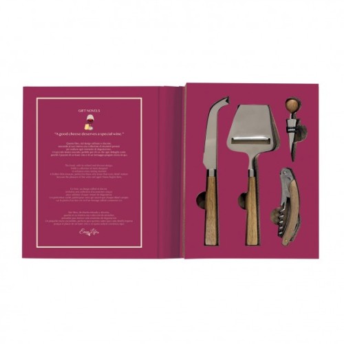 Set 4 pezzi - coltello + affetta formaggio Gift Novels