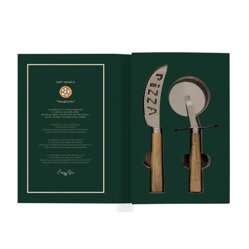 Set pizza 2 pezzi - coltello pizza + tagliapizza - Gift Novels