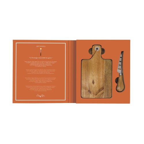 Set formaggio 2 pezzi - tagliere rett.in acacia + coltello - Gift Novels