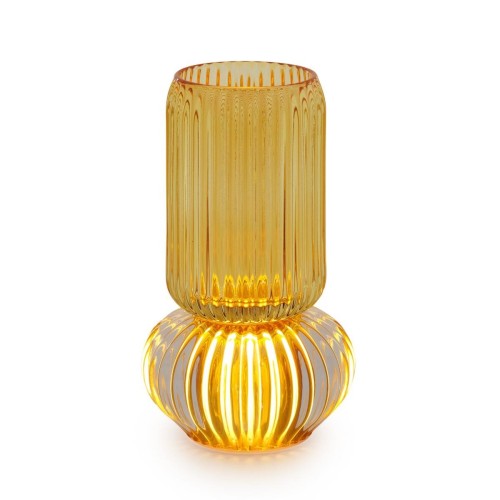 VASO ø11 H.19CM. AMBRA C/LUCE LED LUMINESCENCE