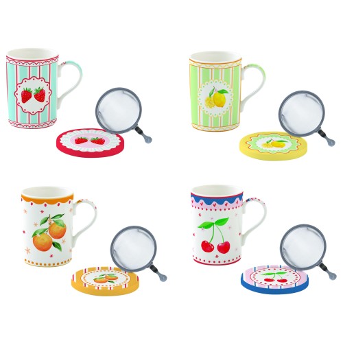 Infuser set 350 ml in color box - 4 dec.ass. FRUIT MANIA