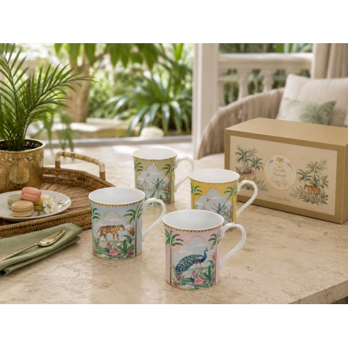 Set 4 Mug 300ml Paradise Sauvage - Arredo Elegante e Regalo