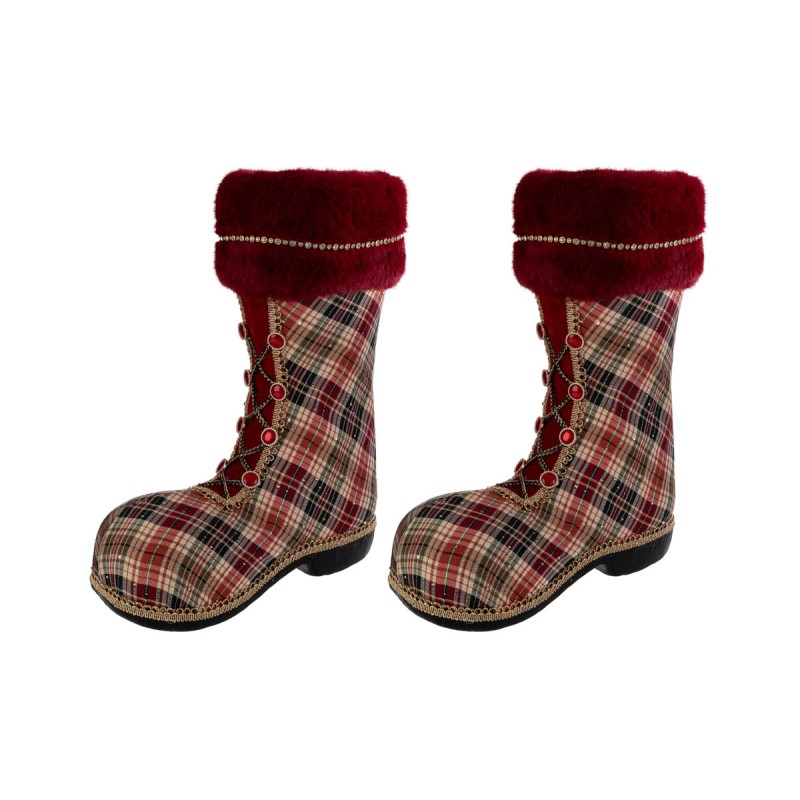Set 2 Stivali Natalizi Tartan in Stoffa 40 cm
