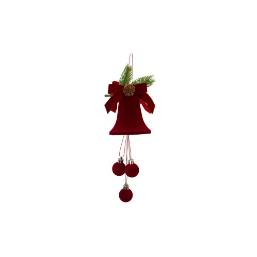 Campana Natalizia Bordeaux Decorata in Velluto 27 cm