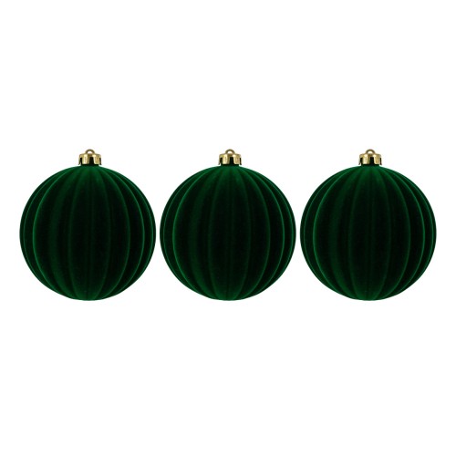 Set 3 Palline Natalizie Watermelon in Velluto Verde Ø 15 cm