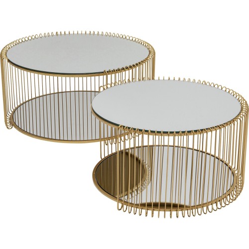 Tavolino da caffè Wire Double ottone (2/Set) 34×70×70 cm