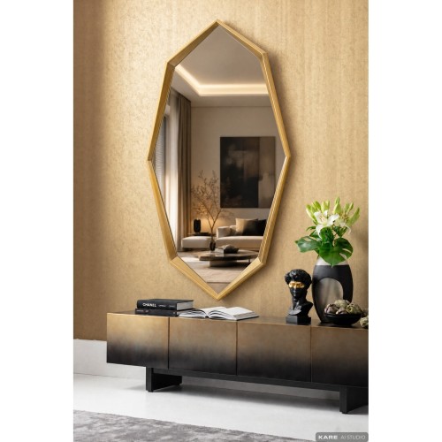 Specchio da parete Octagon oro 90×150 cm