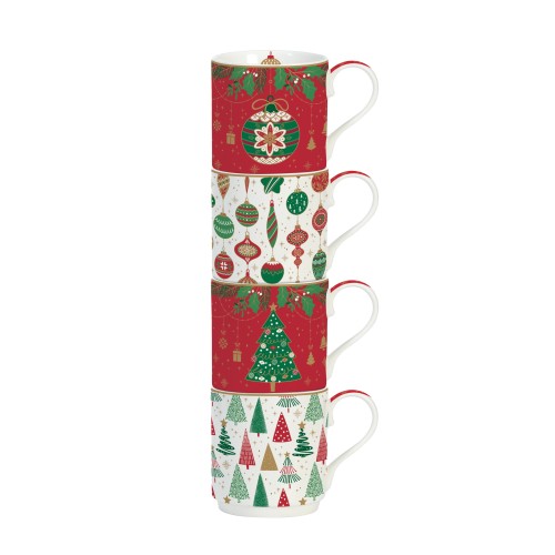 Set 4 tazze impilabili 275 ml Jingle Bells