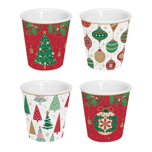 Set 4 bicchierini caffè 100 ml Jingle Bells
