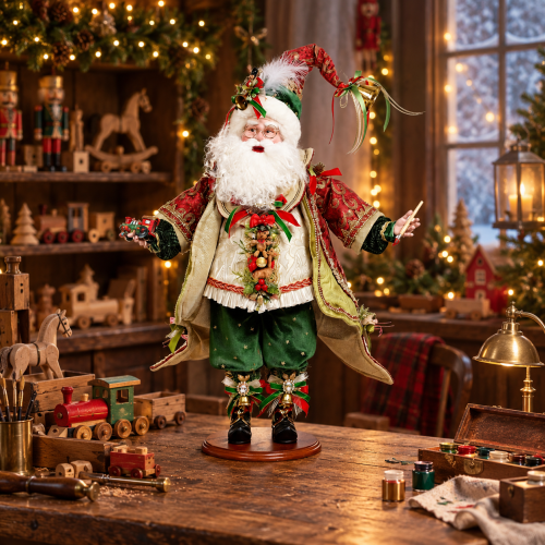 Santa's Workshop Verde e Crema 65 cm