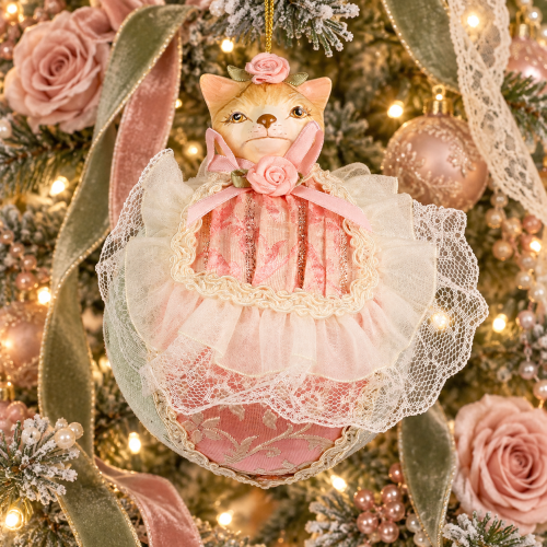 Gattino su Sfera Hug 10 cm – Gattina sulla Sfera Rosa