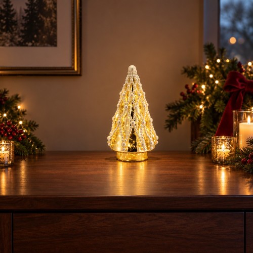 Shai Albero con LED Oro – 13×25,5 cm