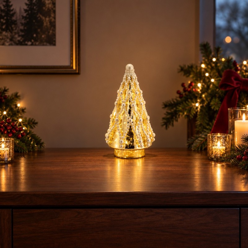 Shai Albero con LED Oro – 13×25,5 cm