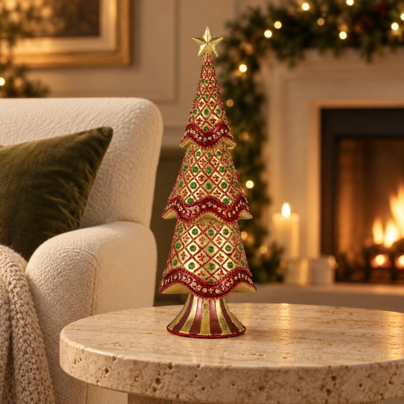 ALBERO GIGLIO H.33CM. ORO/ROSSO X'MAS TREES
