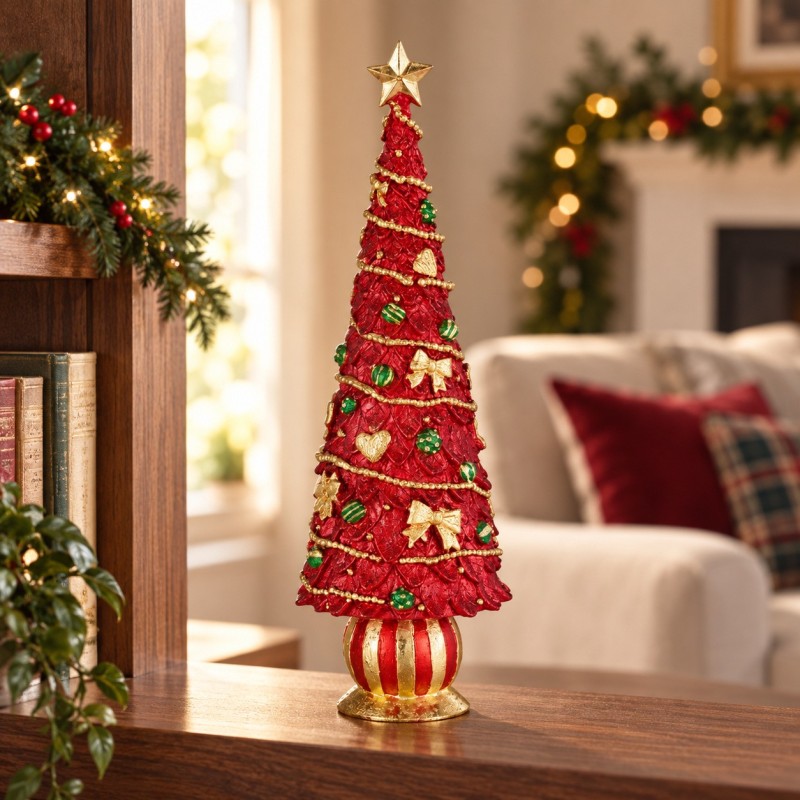 ALBERO CUORI H.33CM. ROSSO/ORO X'MAS TREES