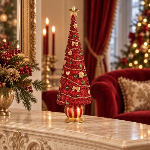 ALBERO CUORI H.43CM. ROSSO/ORO X'MAS TREES