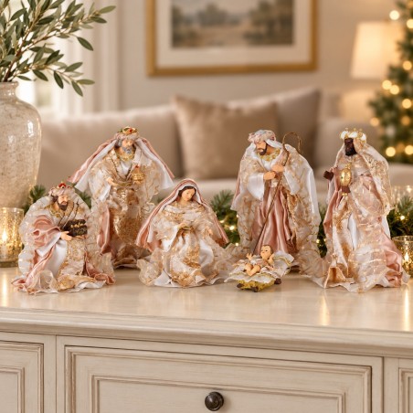 SET 6PZ NATIVITA' E RE MAGI ORO H.26CM. NATIVITY