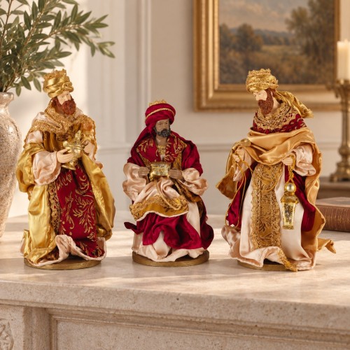 SET 3PZ RE MAGI ROSSO/ORO H.28CM. NATIVITY