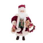 Babbo Natale con orsetto e lanterna 46 cm