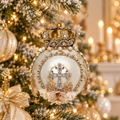 Sfera Crown Jewels bianca 18 cm | Mark Roberts