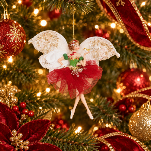 Fatina farfalla rossa con Uccellino 15 cm | Goodwill