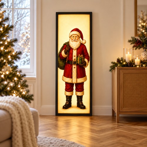 Pannello natalizio retroilluminato Babbo Natale 40 × 160 cm