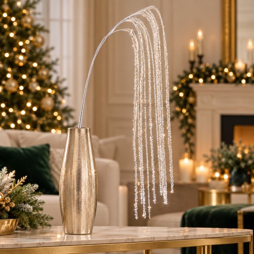 Ramo Cascata Glitterato Bianco 99 cm