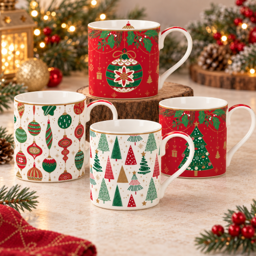 Set 4 tazze impilabili 275 ml Jingle Bells