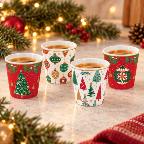 Set 4 bicchierini caffè 100 ml Jingle Bells
