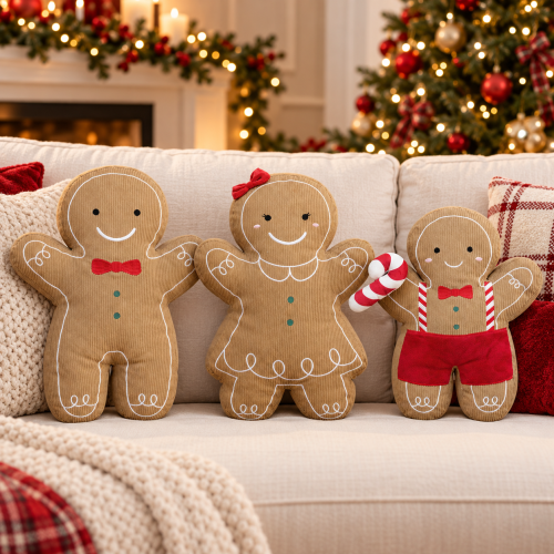 Set 3 cuscini Famiglia di Pan di Zenzero Christmas Friends