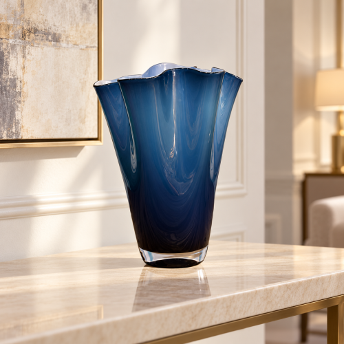 Wave – Vaso opale blu H 30 cm
