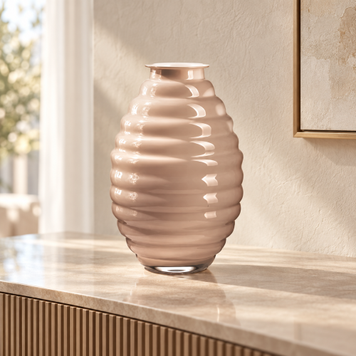 Anelli – Vaso opale e fumé H 30 cm