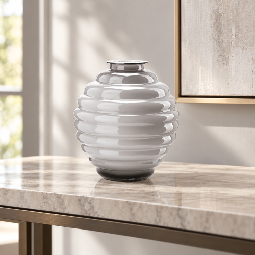 Anelli – Vaso opale e grigio H 25 cm