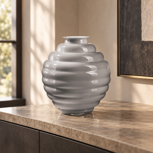 Anelli – Vaso opale e grigio H 31 cm