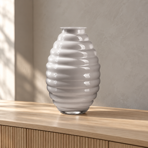 Anelli – Vaso opale e grigio H 30 cm